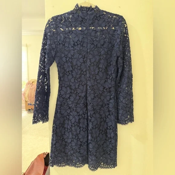 Sandro Navy Long Sleeve Lace Dress - Picture 5 of 6